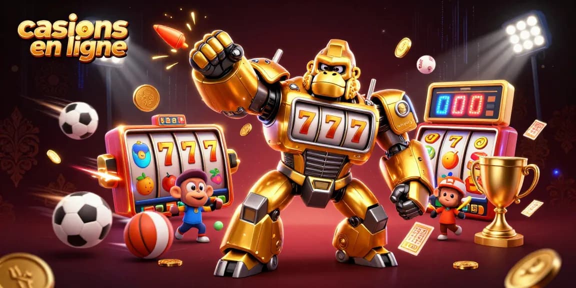 Émerveillez-vous avec des casinos en ligne dans une scène 3D captivante avec un gorille mech unique et des éléments de jeux
