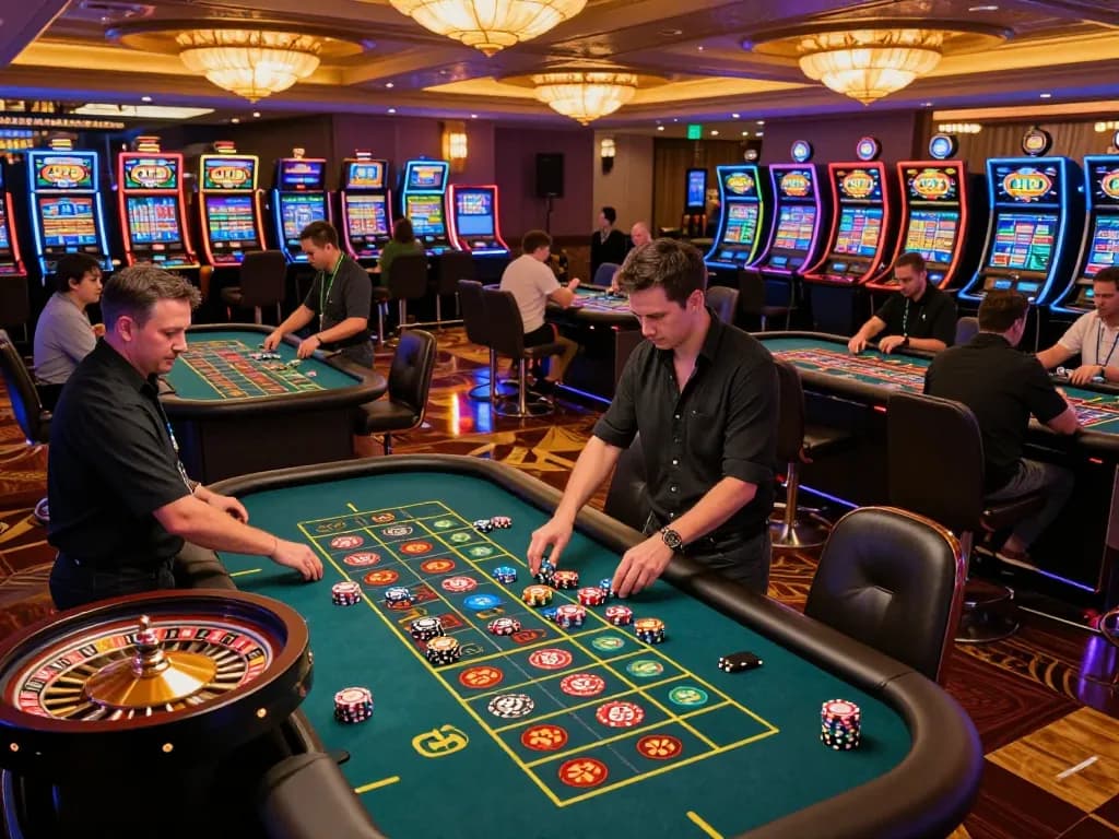 Exciting roulette gameplay at g28 casino with players placing bets and a dealer spinning the wheel.