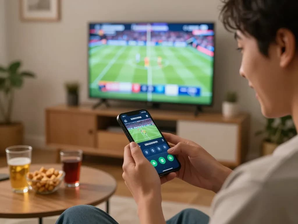 Kqbd mới nhất hôm nay shows a person enthusiastically engaging in online sports betting, emphasizing real-time excitement.
