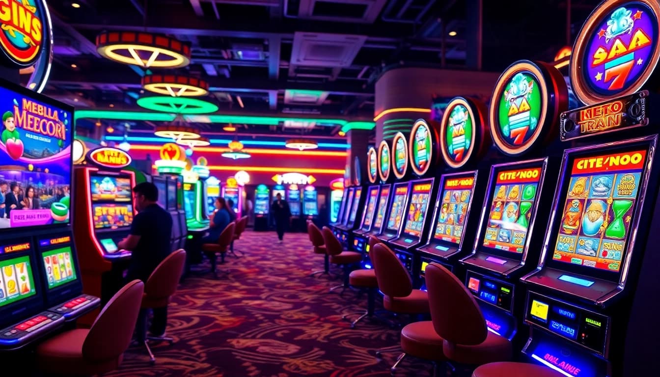 Mainkan toto slot gacor yang berkilau dan penuh warna di kasino yang ramai.