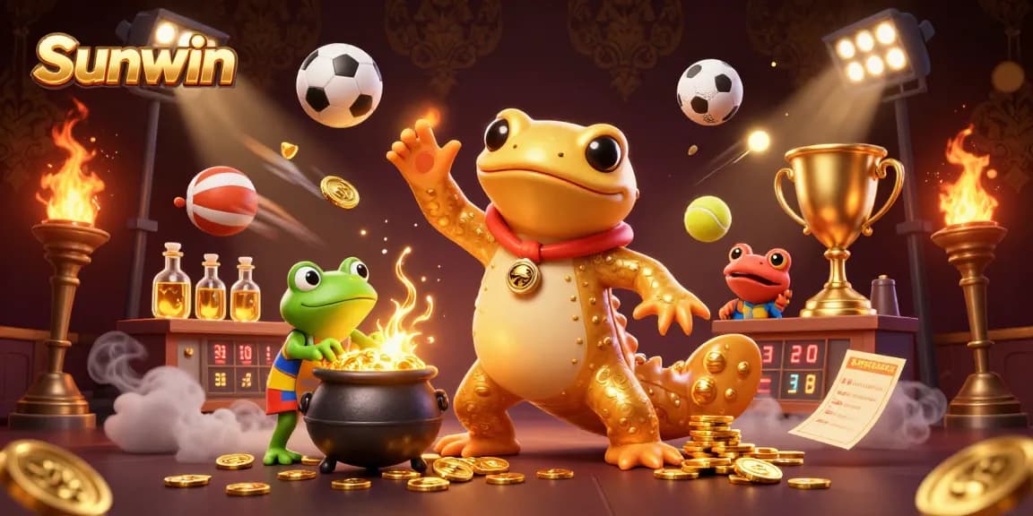 Experience thrilling gameplay with Sunwin at this vibrant online casino featuring gold elements and sports excitement.