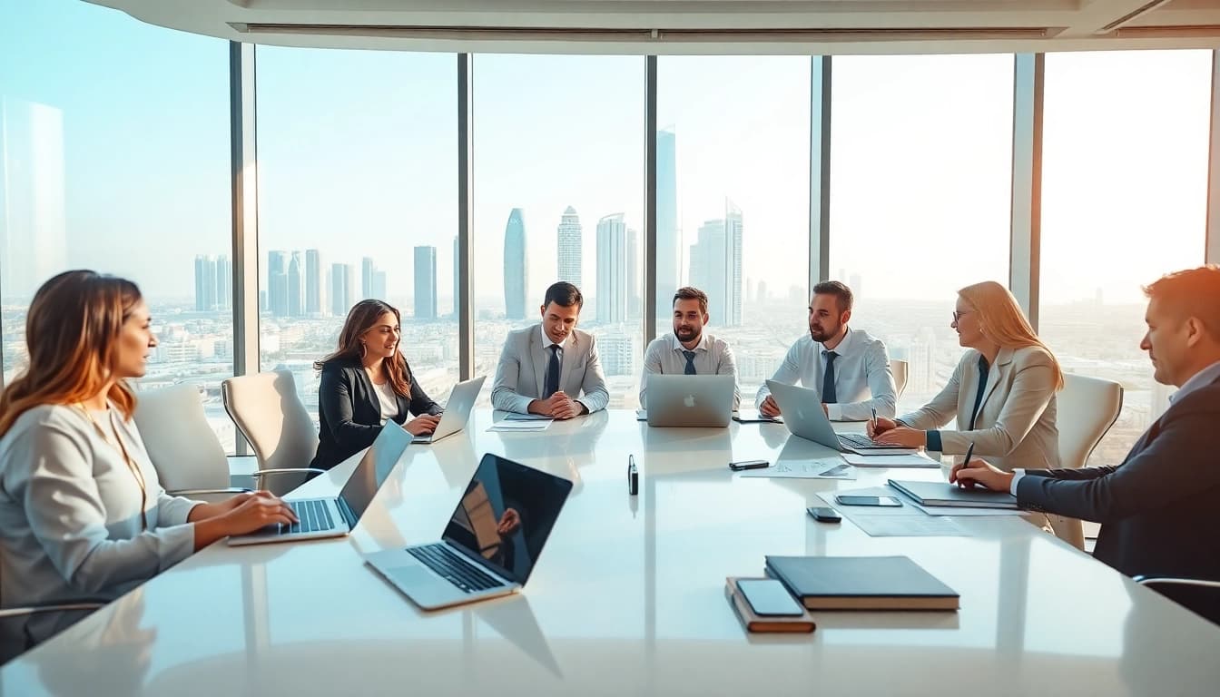 Meeting on VAT Consultancy in Abu Dhabi with financial experts discussing strategies.