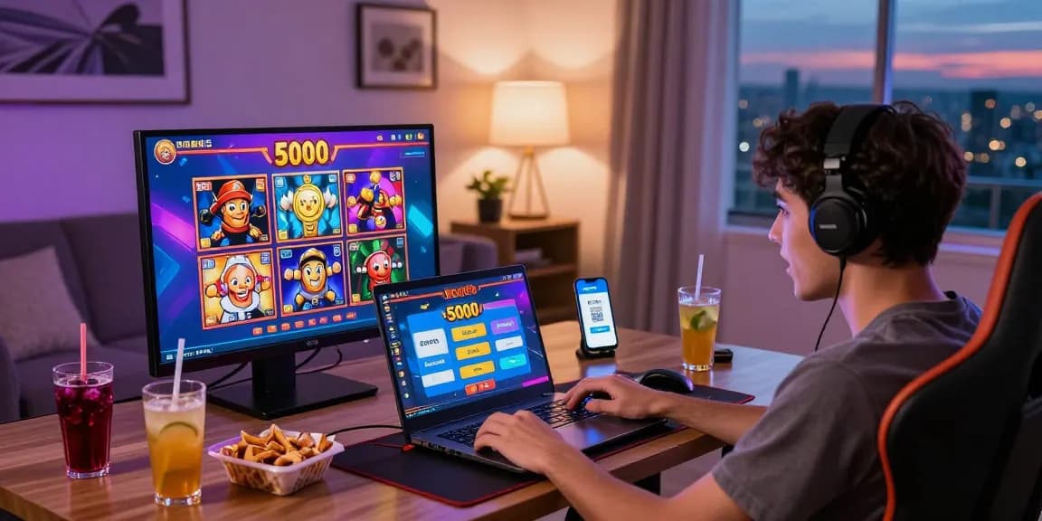 Exciting slot depo 5000 gaming environment with player engaging in vibrant game interface and deposit options.