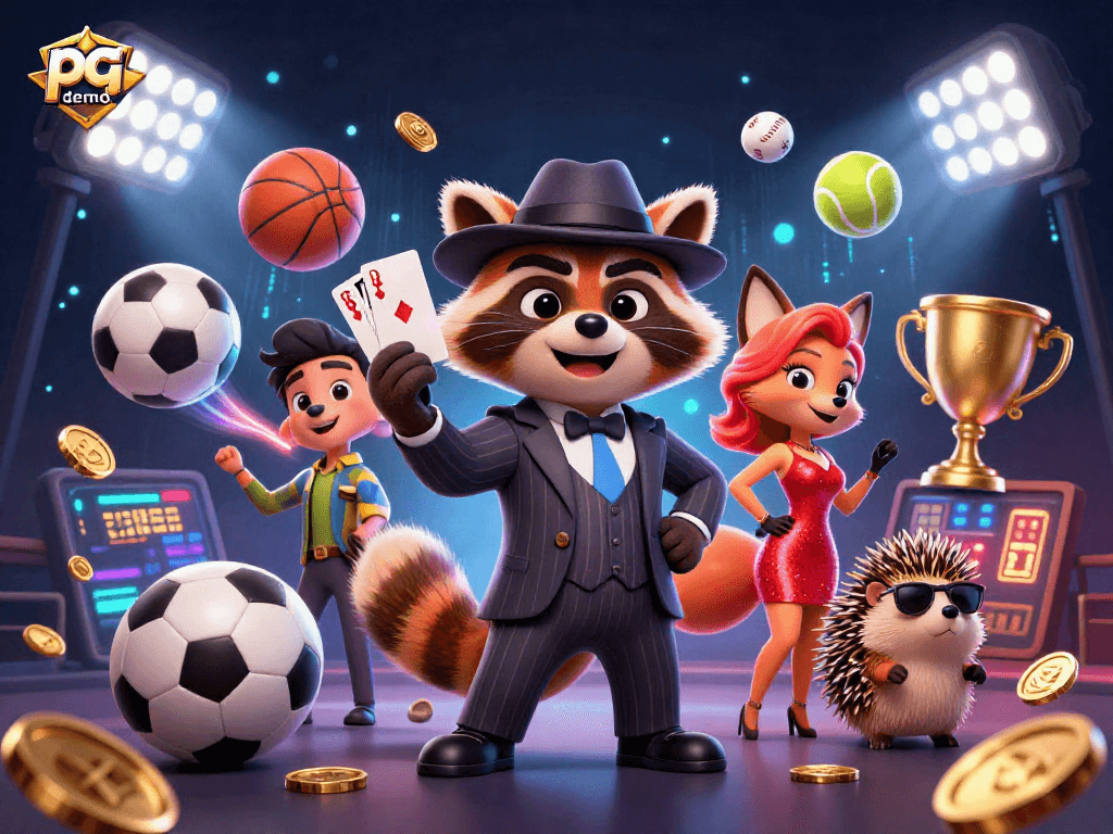Betting action with pg demo displayed in a vibrant casino scene featuring cartoon characters.