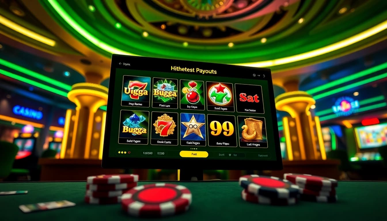 Visual representation of the Best payout online casino Uk showcasing popular games and vibrant casino atmosphere.