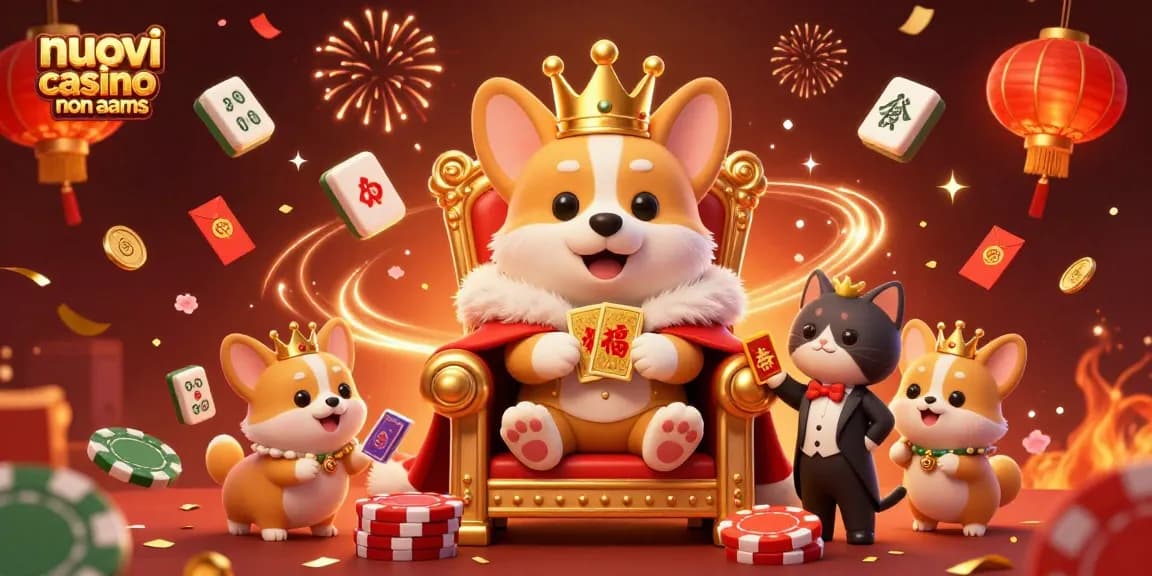 Giocando nei nuovi casino non AAMS con un corgi reale sul trono dei gettoni e il suo maggiordomo gatto.
