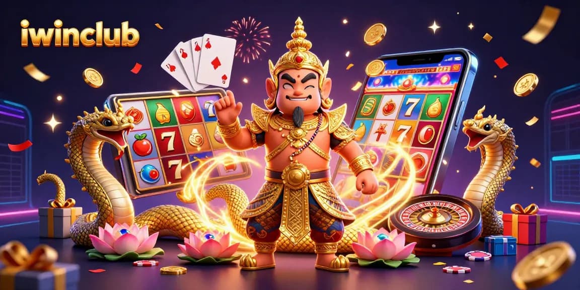 Play vibrant slot games with iwinclub featuring a spirited guardian and magical elements.