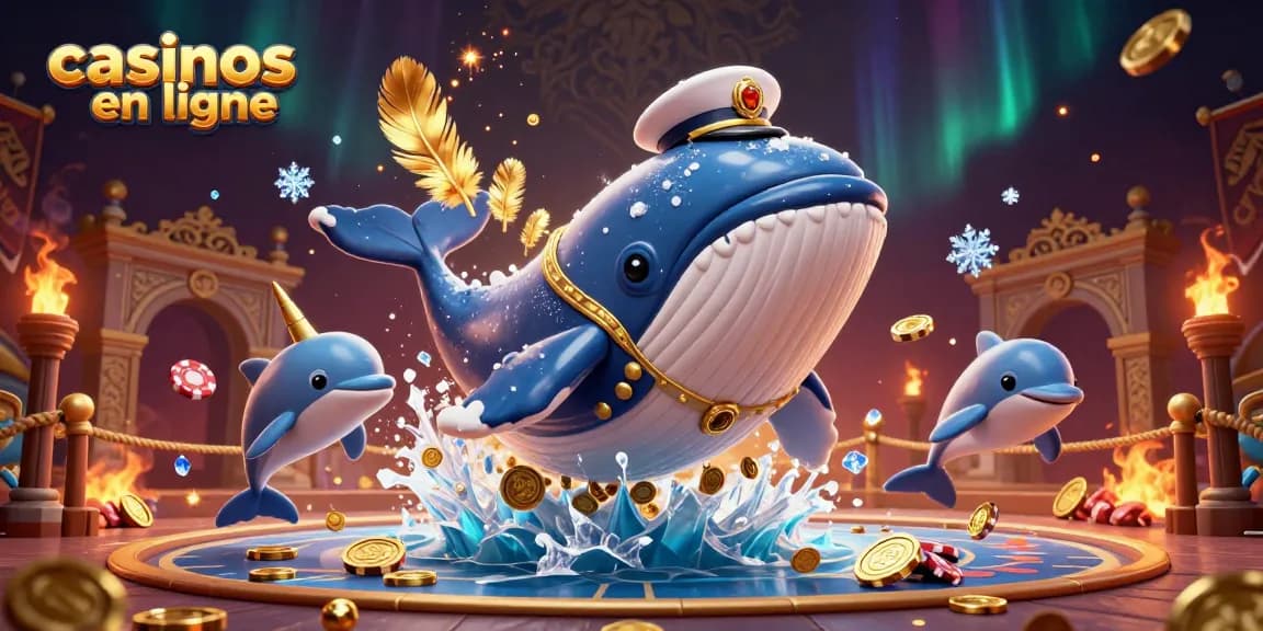Les casinos en ligne s'animent avec des personnages ludiques comme une baleine géante, un narval doré et des dauphins jouant.