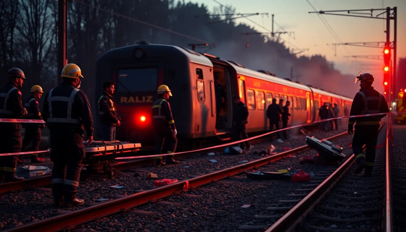 Emergency responders aid victims following a spain train crash, showcasing urgency and chaos.