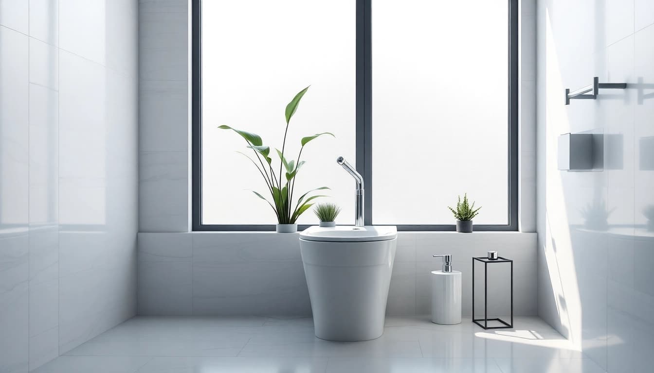 Il bidet elegante in un bagno moderno con dettagli cromati e un'atmosfera rilassante.