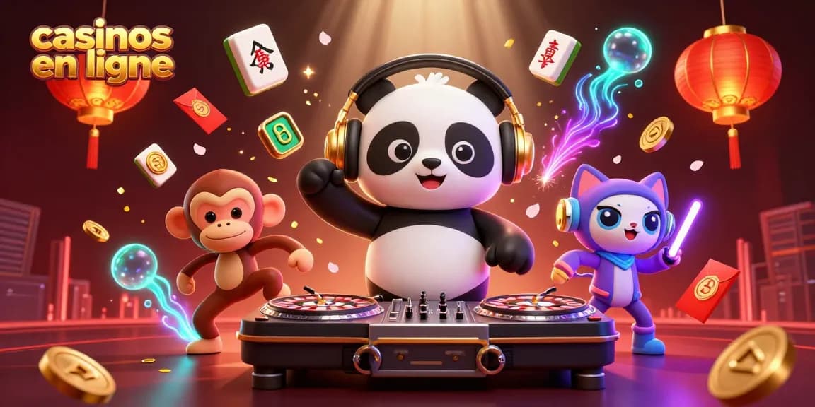 Discutez des stratégies gagnantes dans les casinos en ligne avec un panda DJ, un singe danseur et un chat rave.