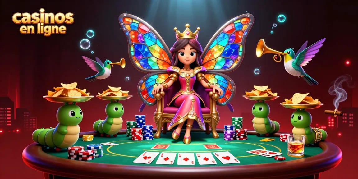Gagnez avec les casinos en ligne grâce à cette scène animée de poker captivante.