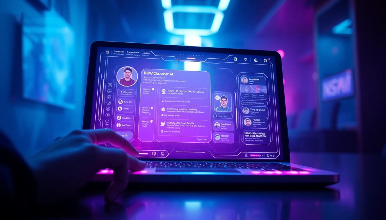 The interactive NSFW character AI interface displaying vibrant digital avatars and chat features vividly.