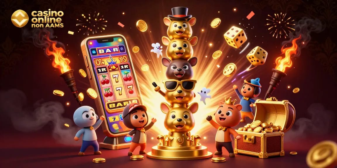 Gioca ai casinò online non AAMS, dove il totem dinamico e la macchina delle slot rappresentano l'eccitazione del gioco.