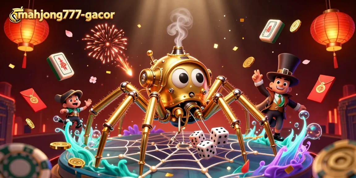 Experience the thrilling gameplay at mahjong777-gacor with a vibrant animated casino scene.