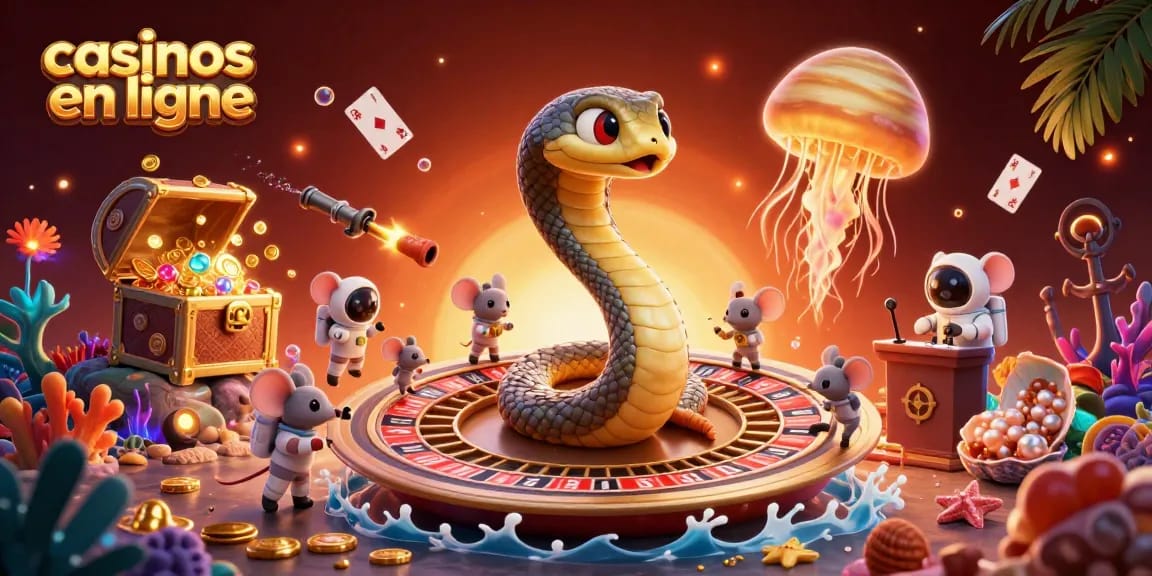Une magnifique illustration 3D des casinos en ligne avec des personnages amusants et des éléments riches.
