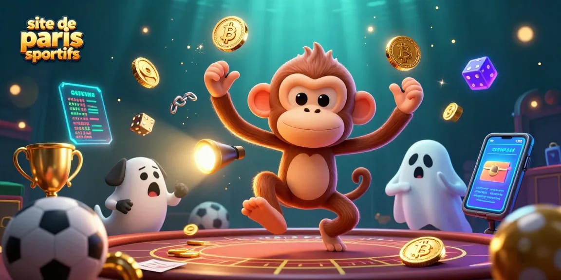 Visualisez un site de paris sportifs dynamique avec un singe poltergeist amusant et un chiot chasseur de fantômes