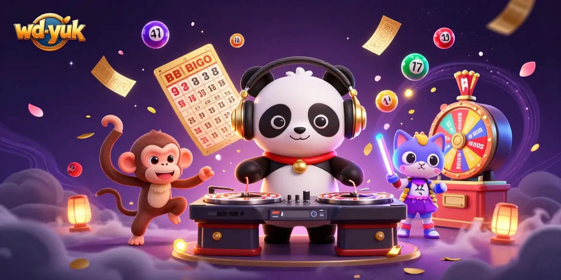 wd-yuk inspiring vibrant fortunes with a DJ panda, breakdancer monkey, and rave kitten