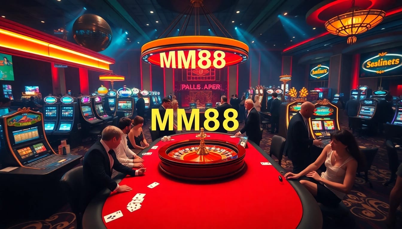 Experience the thrill of MM88 at a lively casino table with players immersed in high-stakes action.