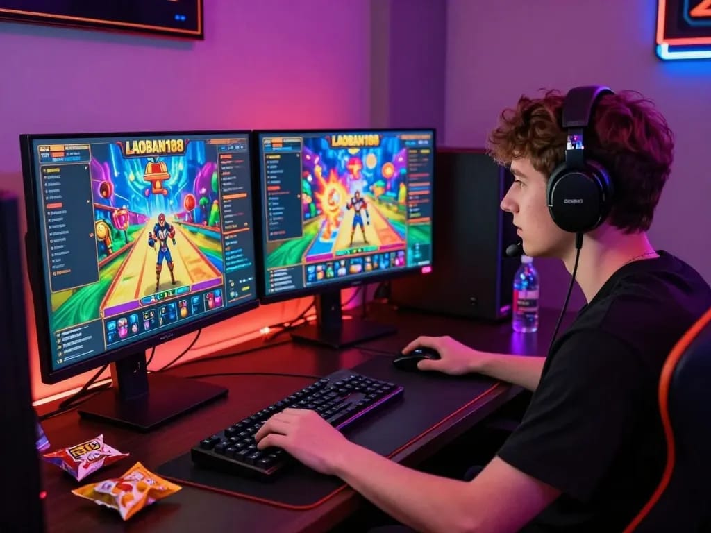 Pengalaman permainan slot online LAOBAN188 yang imersif dengan visual yang cerah dan suasana yang menarik.