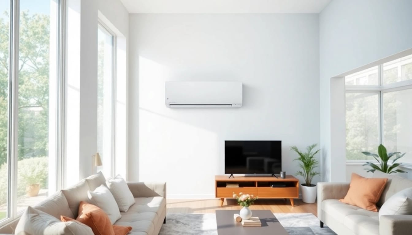 Discover the benefits of daikin mini split ac in a stylishly integrated living room setting.
