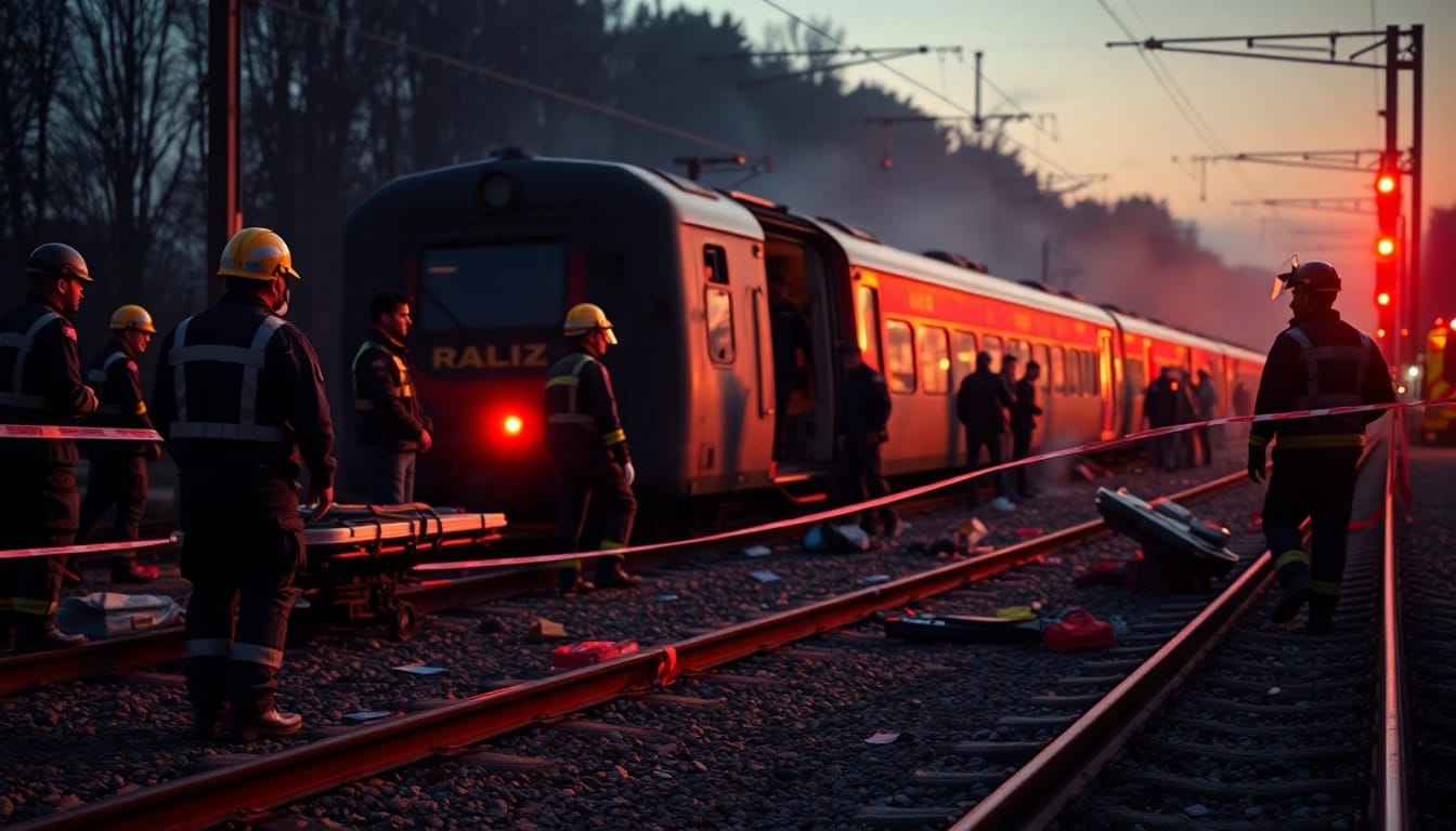 Emergency responders aid victims following a spain train crash, showcasing urgency and chaos.