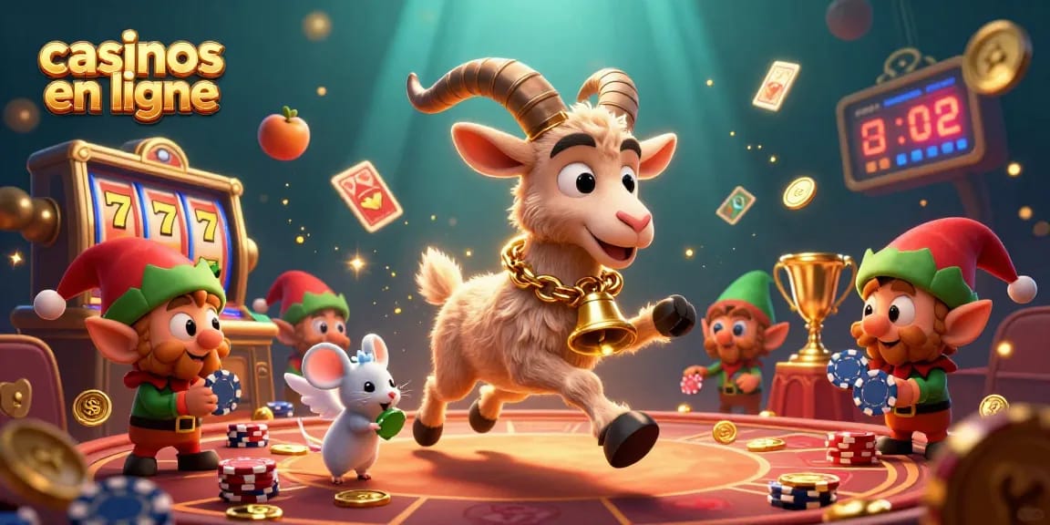 Les casinos en ligne offrent des jeux palpitants avec des personnages de Noël dans une scène festive.