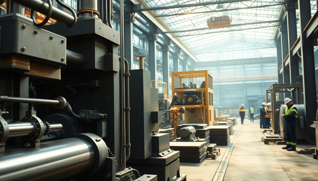 Captivating view of a modern steel mill showcasing efficient steel production processes.