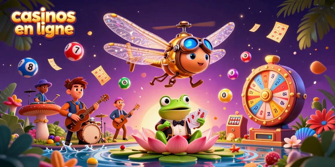 Plongez dans l'univers des casinos en ligne avec cet illustration dynamique remplie de jeu et d'animation.