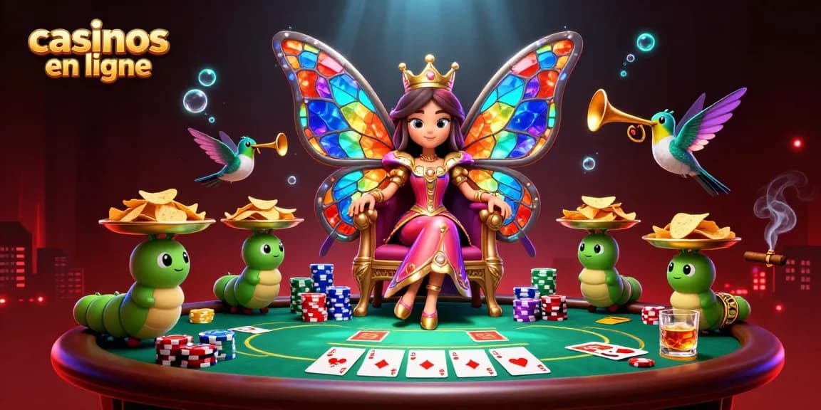 Gagnez avec les casinos en ligne grâce à cette scène animée de poker captivante.