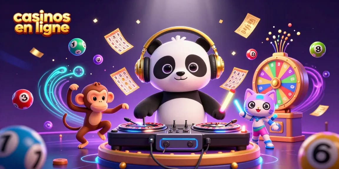 Jouez aux casinos en ligne avec des jeux captivants et des personnages animés dans une scène riche en détails.