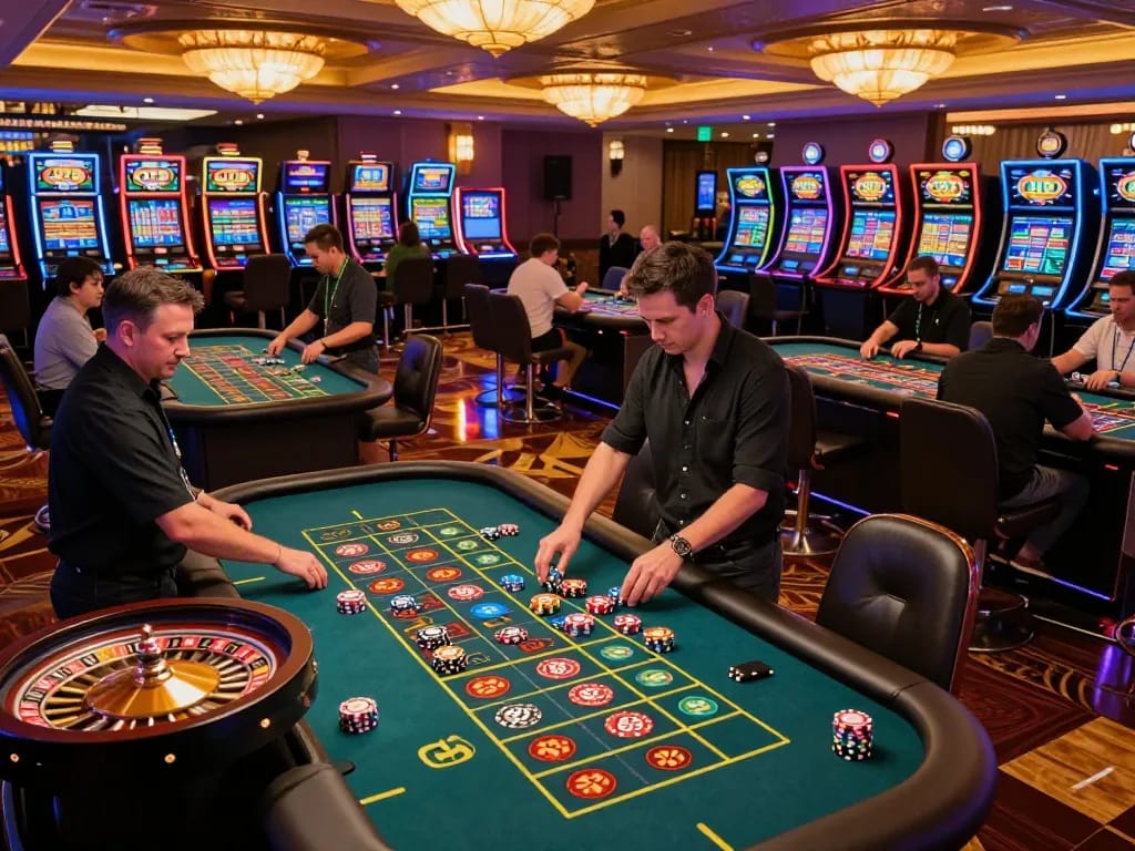 Exciting roulette gameplay at g28 casino with players placing bets and a dealer spinning the wheel.