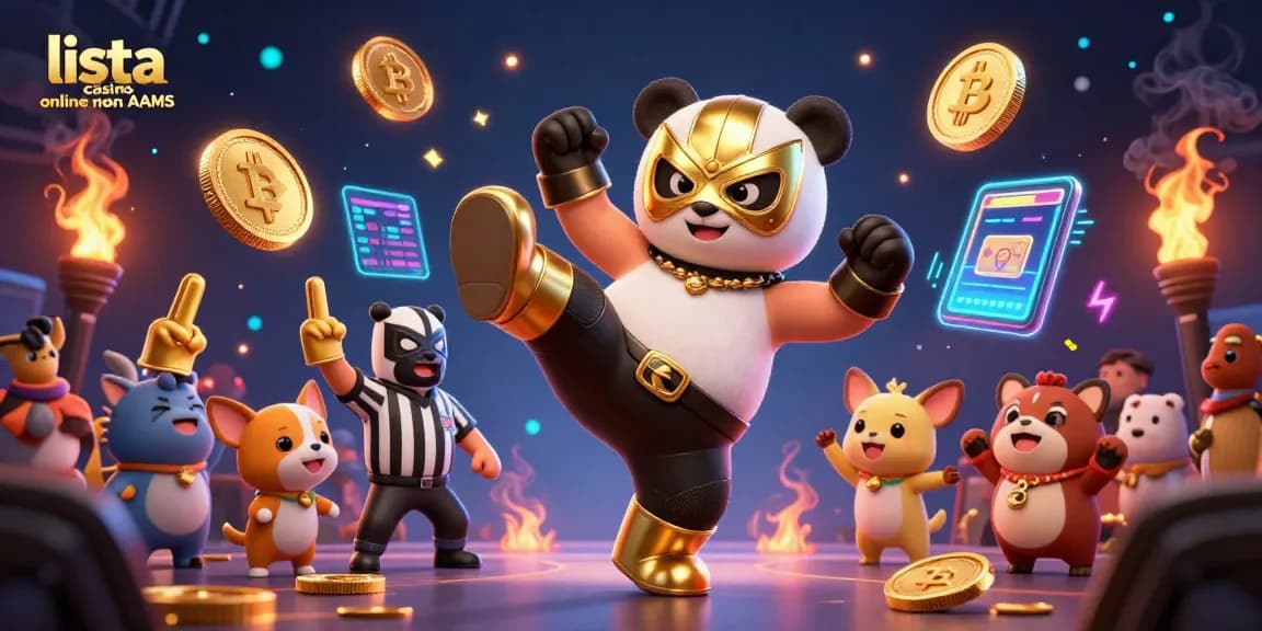 Giocatori che festeggiano nei migliori casino online non AAMS con una scena vivace di panda e chihuahua.