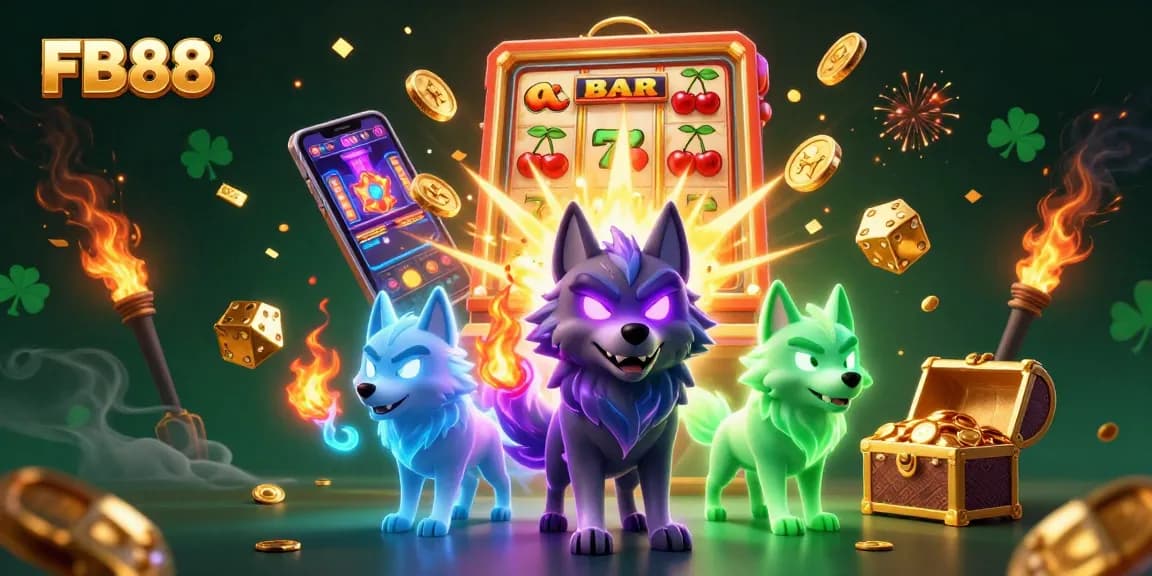 Win big with FB88 in an exciting 3D casino scene filled with games and riches.