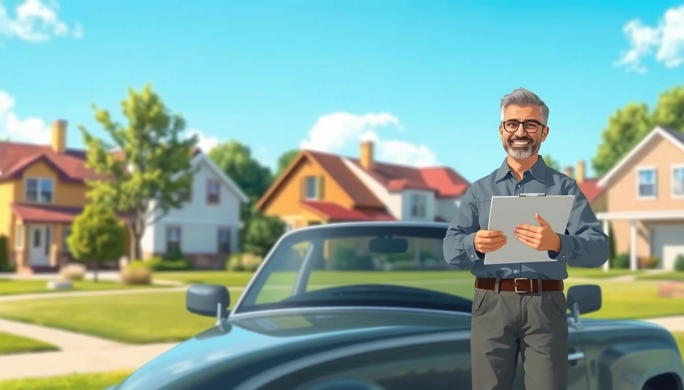 Showcasing the best extended auto warranty for older vehicles with a mechanic assessing a vintage car.