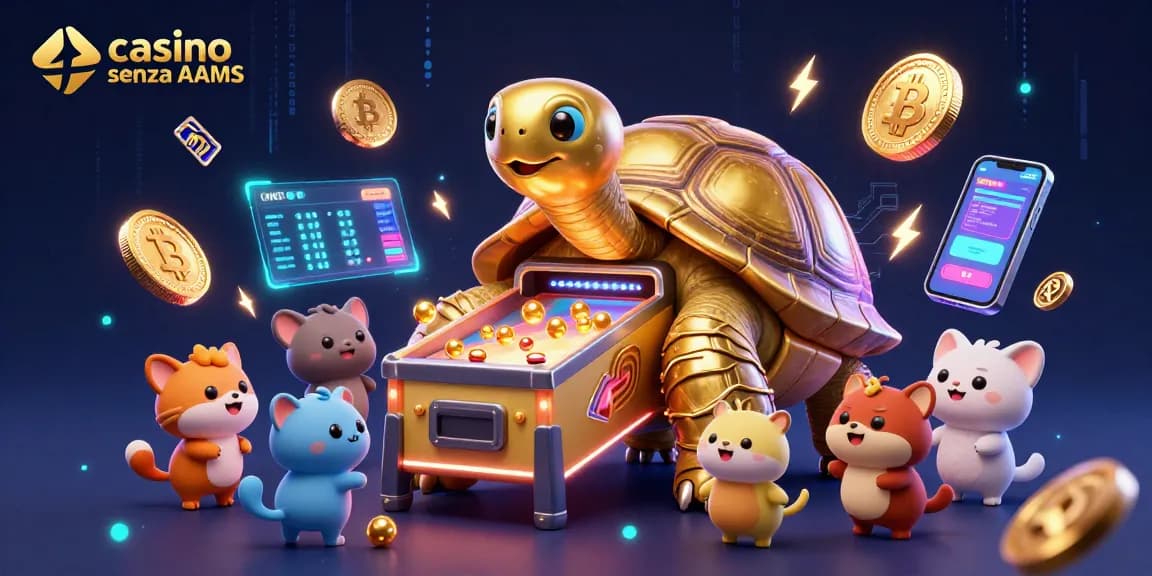Gioca nei casino senza AAMS con una enorme tortuga dorata come pinball e animali entusiasti.