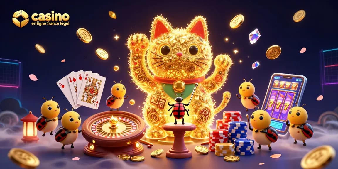 Profitez des jeux de casino en ligne France légal avec des symboles de chance dans un monde vibrant.