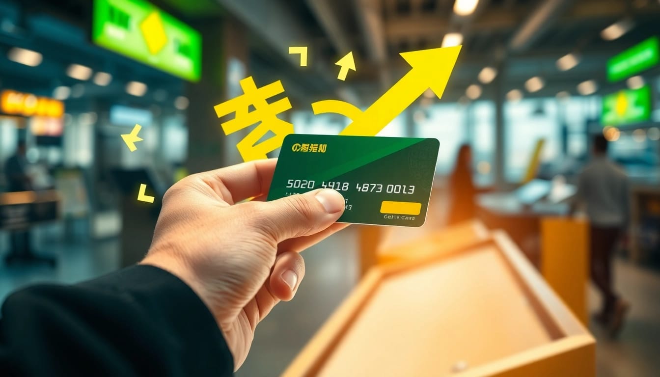 카드깡 현금화를 시도하는 신용카드, 금전적 흐름을 상징하는 그래픽과 함께