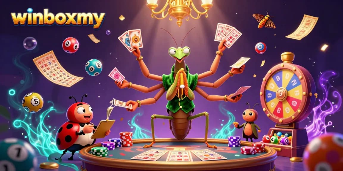 WinboxMY showcases an exciting online casino experience with vibrant characters and dynamic gaming elements.