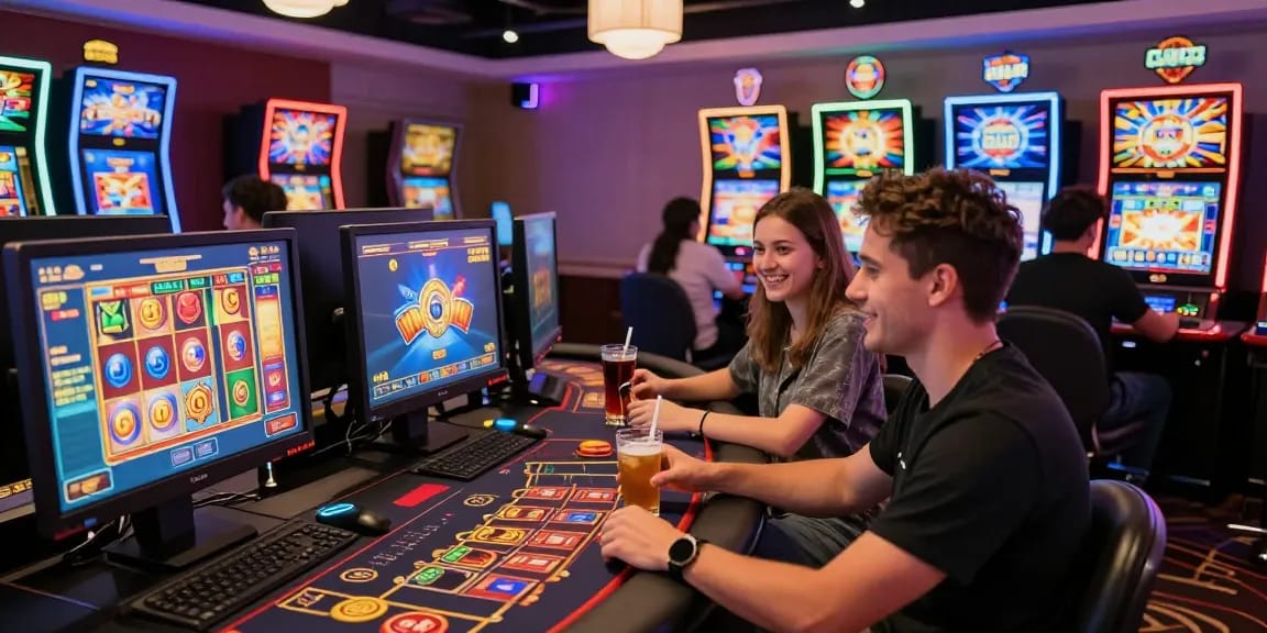 Vibrant online casino gaming scene featuring players enjoying their favorite games at fimltd.co.uk, showcasing excitement and engagement.
