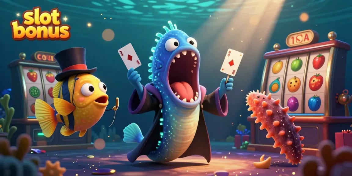 Experience the excitement of a slot bonus in this vibrant 3D illustration featuring magical sea creatures.