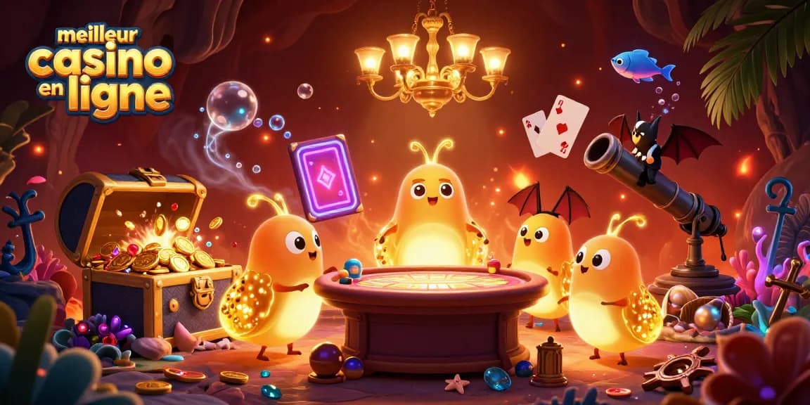 Luminez votre expérience au meilleur casino en ligne avec une illustration captivante de créatures de la caverne.