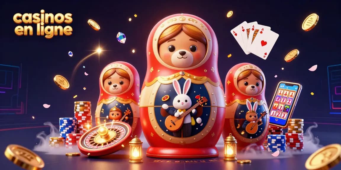 Rejoignez les casinos en ligne avec cette illustration captivante de jeux et de gagnants.
