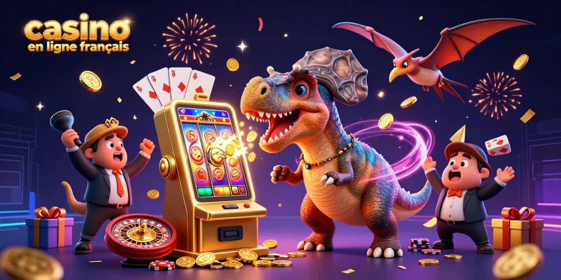 Le casino en ligne français révèle un pachycephalosaurus et un ankylosaure dans une scène ludique de machine à sous.