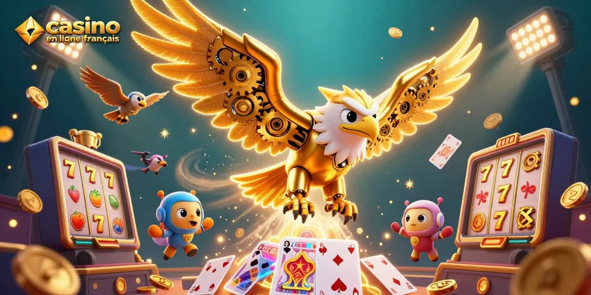 Plongez dans l'excitation du casino en ligne français avec cette illustration dynamique de jeu captivante.