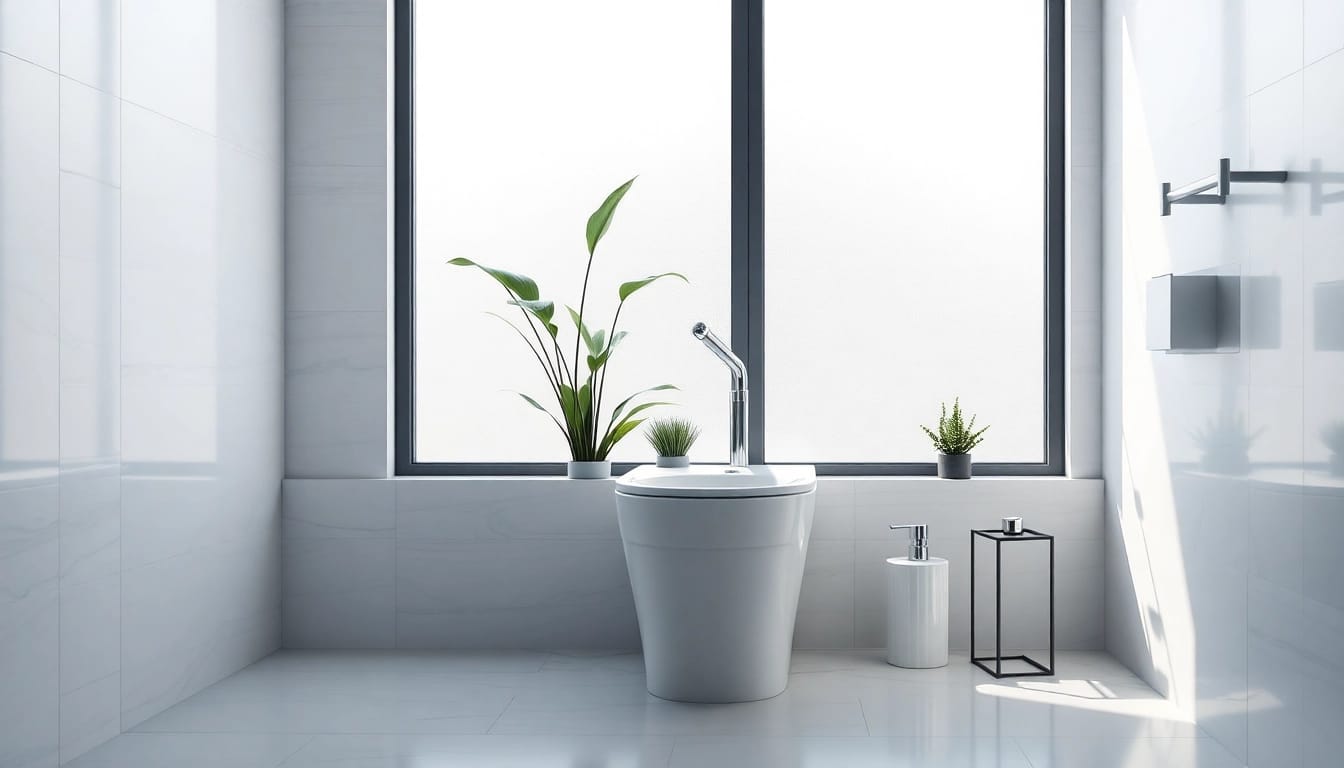 Il bidet elegante in un bagno moderno con dettagli cromati e un'atmosfera rilassante.