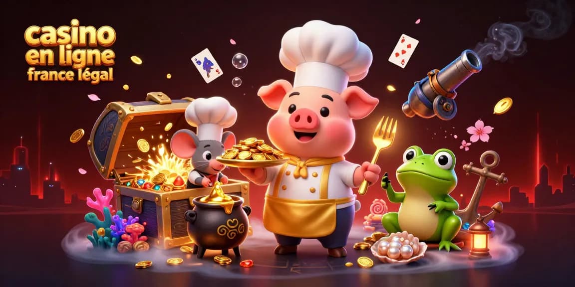 Visitez un casino en ligne France légal, où un chef en toque sert des pièces d'or comme des mets raffinés.