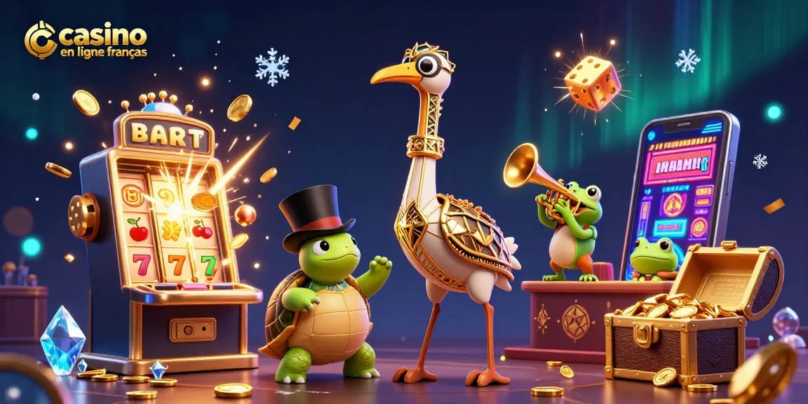 Découvrez l'univers captivant des jeux de casino en ligne français avec des personnages animés festifs.