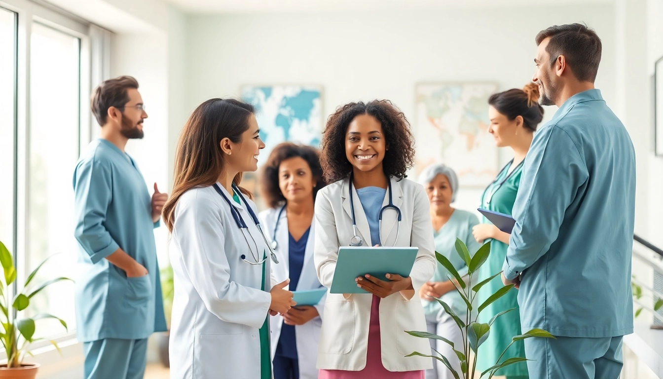 Healthcare professionals prioritizing health in a welcoming clinic setting.