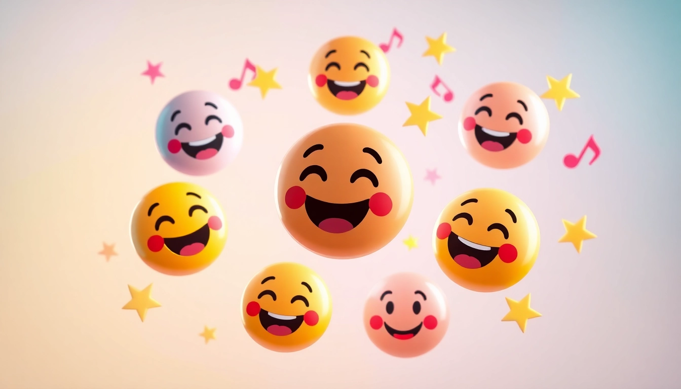 Vibrant tiktok emojis representing diverse emotions against a colorful backdrop.